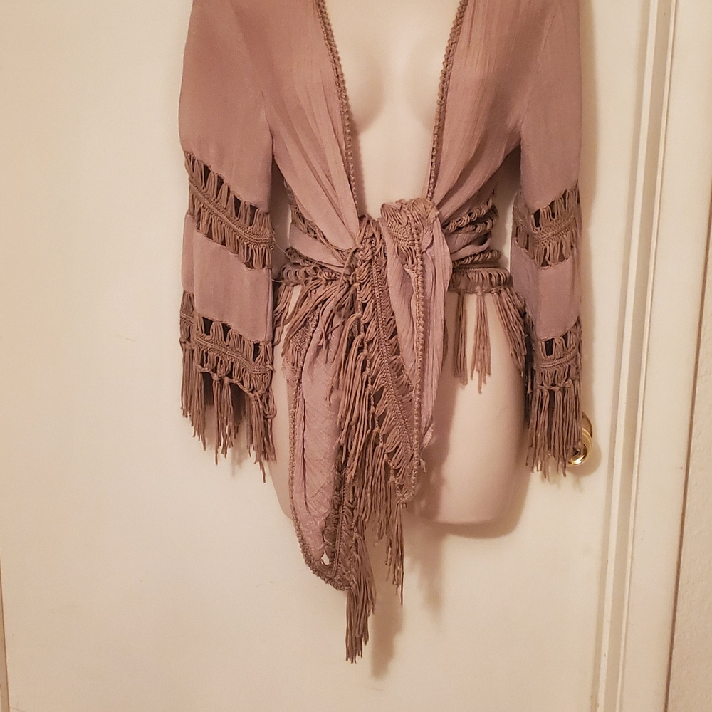 Dreamers Mauve Fringe Tunic Top